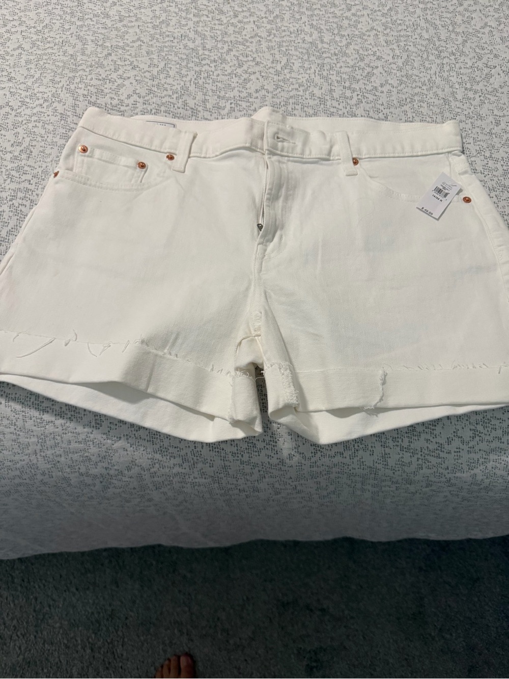 GAP White Denim Frayed Hem Shorts